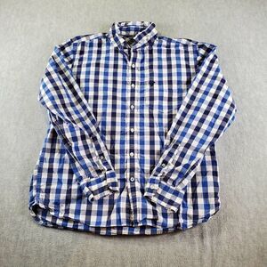 American Eagle Shirt Mens Large Blue Plaid Athletic Fit Button Up